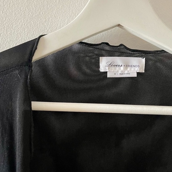 Revolve lovers and friends black mesh long sleeve ruffle top camila top - Picture 2 of 4
